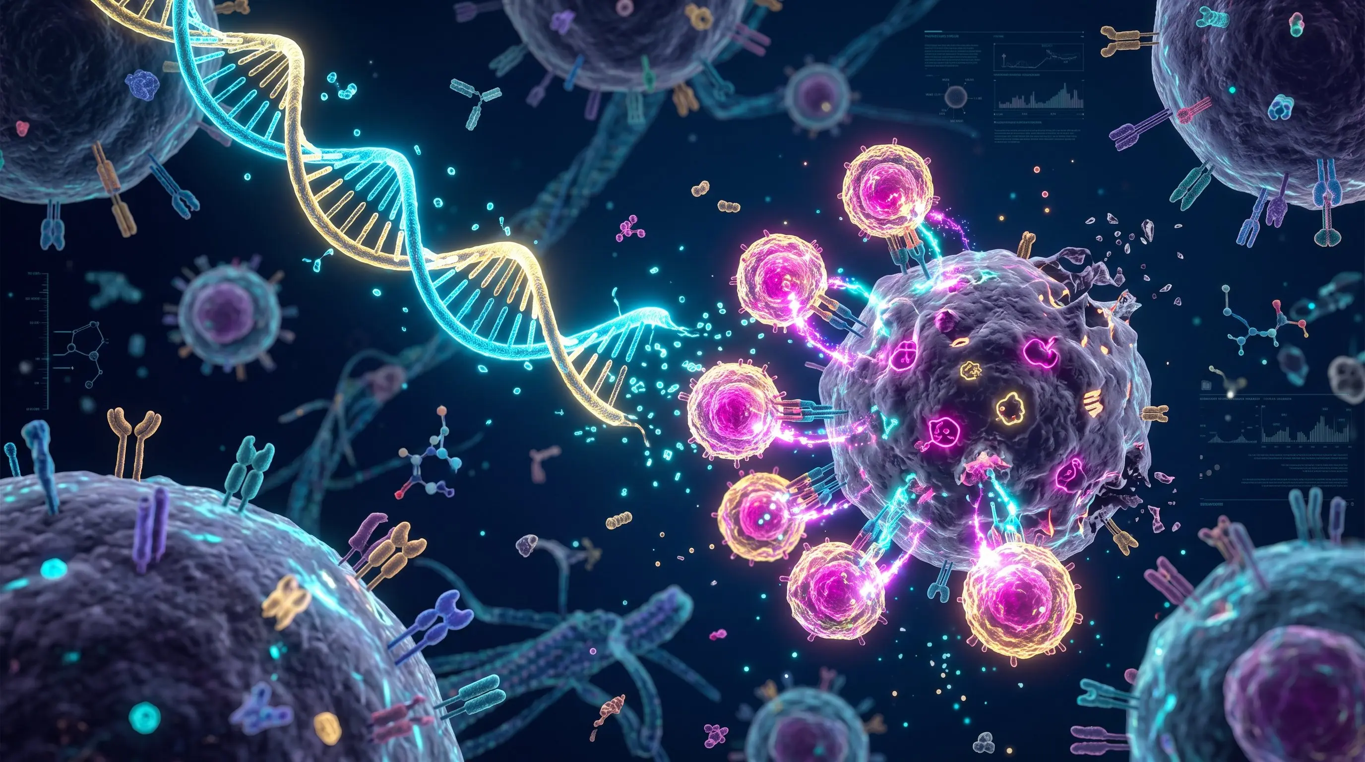 mRNA 技術叩關癌症治療領域！透過個人化基因解碼與精準免疫調控，為抑制腫瘤復發開闢新戰場，引領次世代精準抗癌邁向關鍵分水嶺。（示意圖／ai生成）